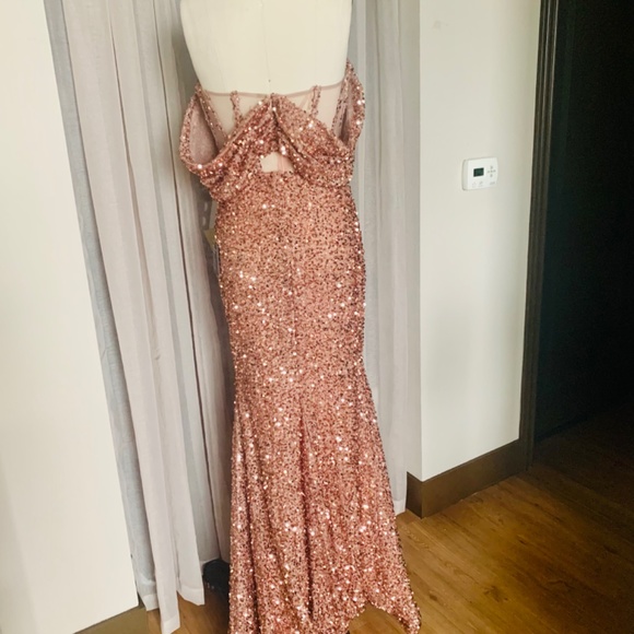 Strapless Sequin & Mesh Gown - Picture 3 of 3